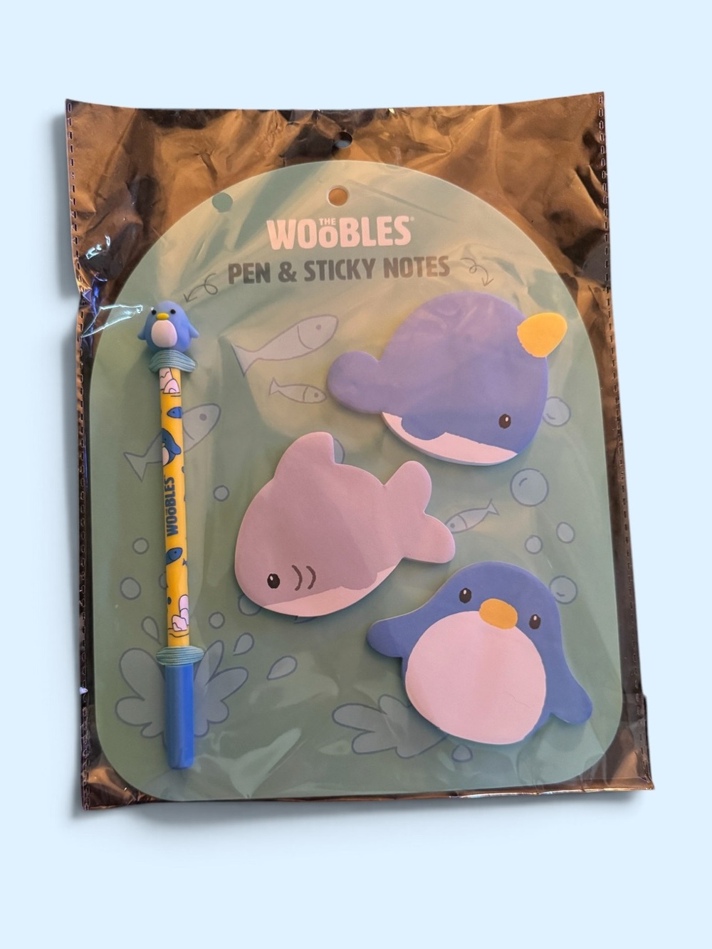 Woobles Pierre Penguin Pen & Sticky Notes Set